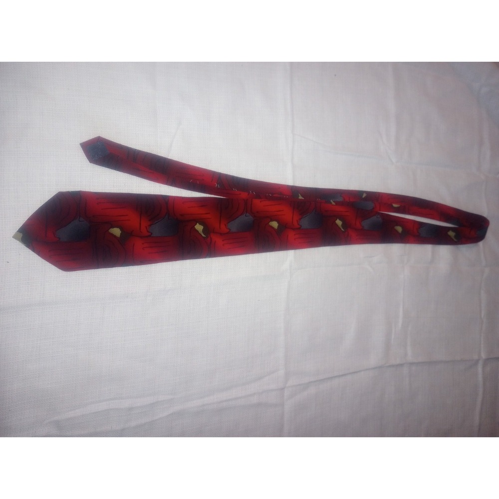 J Garcia New York Collection‎ Abstract Neck Tie Red Silk